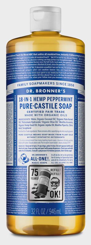 Dr Bronner , Pure-Castile Liquid Soap- Peppermint Dr Bronner , Pure-Castile Liquid Soap- Peppermint