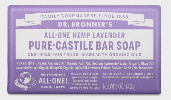 Dr Bronner , Pure Castile Soap Bar- Lavender