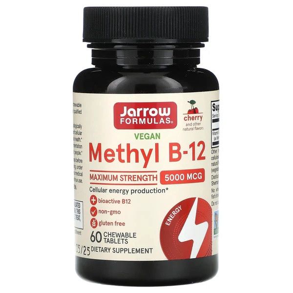 Jarrow , Vegan Methyl B-12, Maximum Strength, Cherry, 5,000 Mcg Jarrow , Vegan Methyl B-12, Maximum Strength, Cherry, 5,000 Mcg