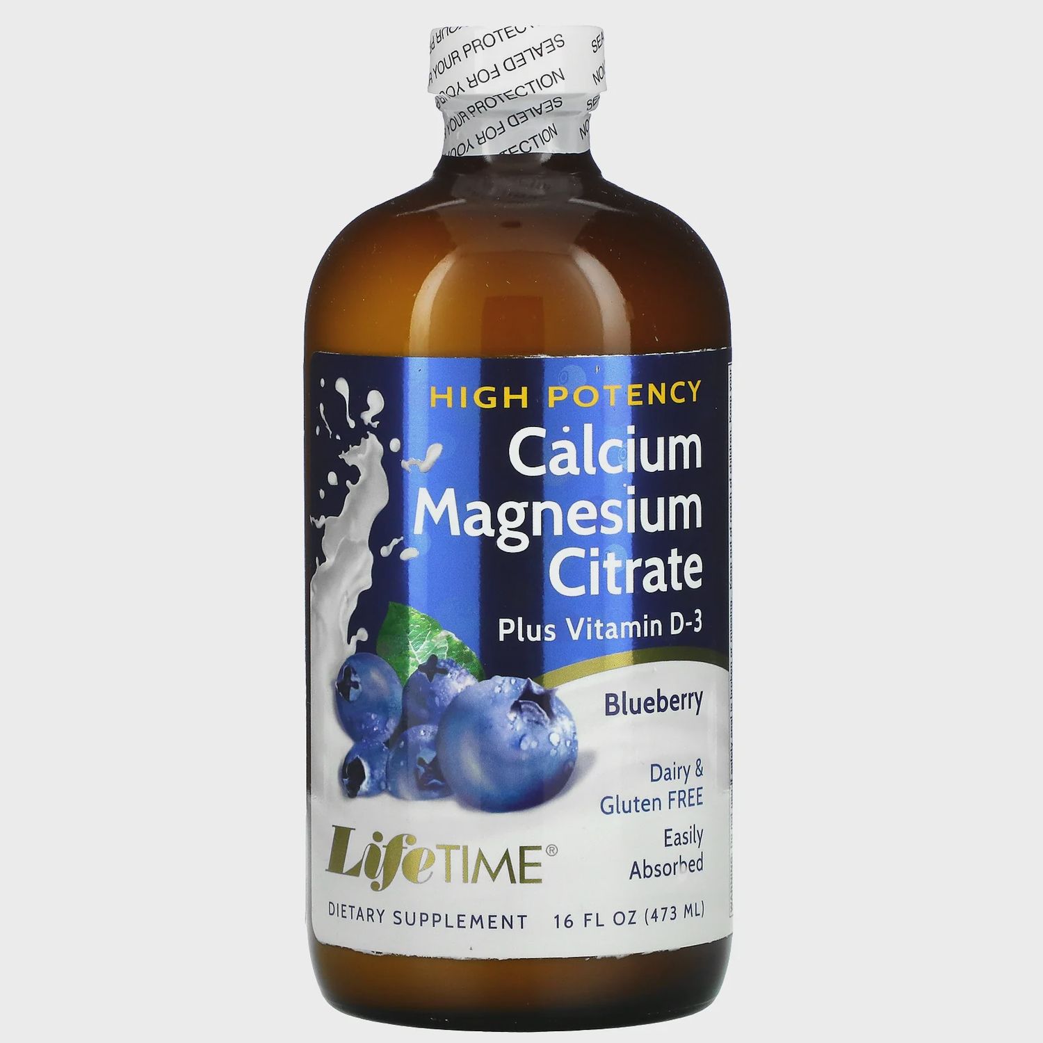 Lifetime , Lifetime, Calcium Magnesium Citrate Plus Vitamin D3, Blueberry, 16 Oz