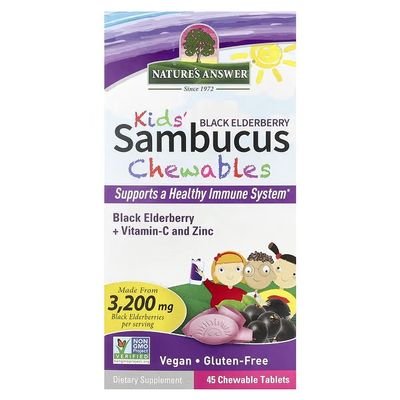 Natures Answer, Kids Sambucus  Blackelderberry + Vitamic C And Zinc - 45 Chewables