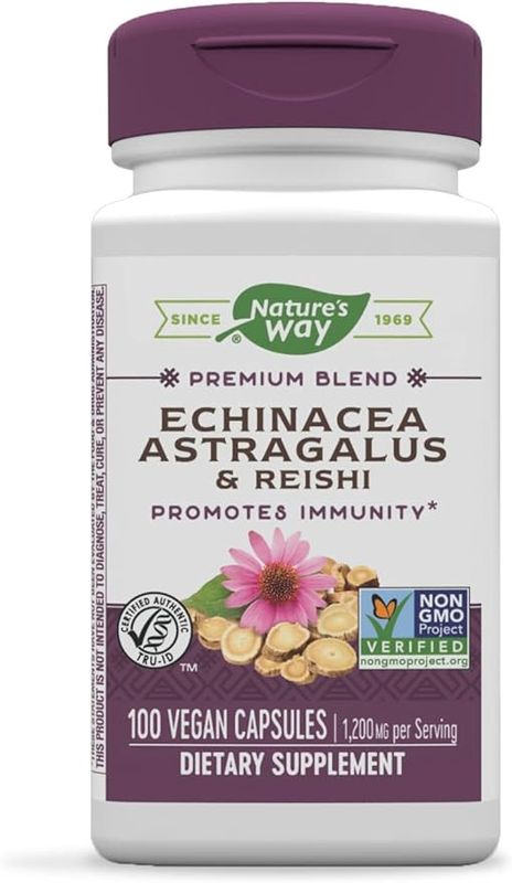 Natures Way , Echinacea Astragalus & Reishi / 100 Veg Capsules