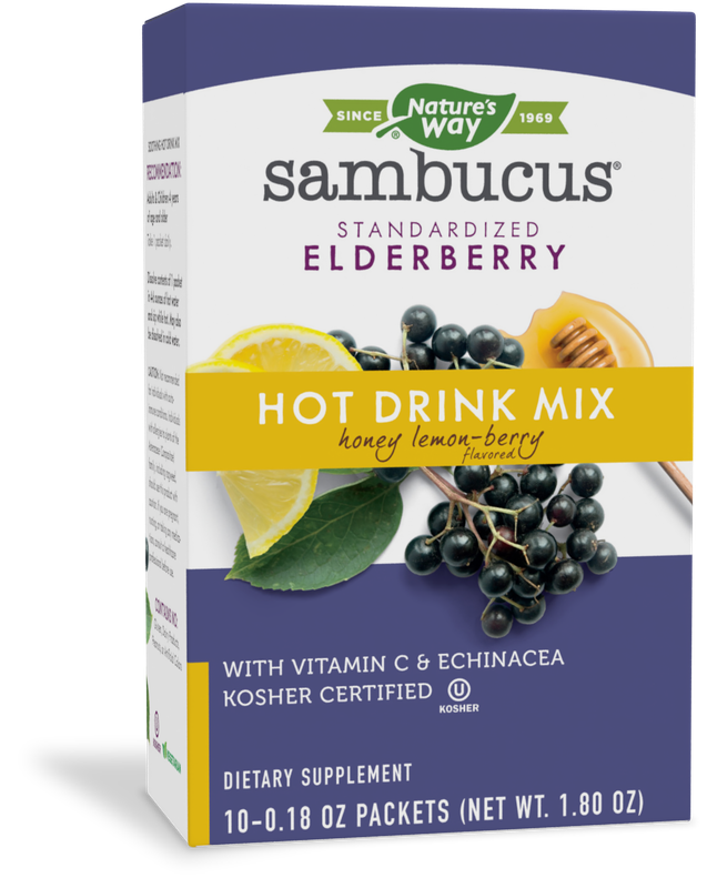 Natures Way , Sambucus Honey Lemon-Berry Hot Drink Mix / 10 Packets