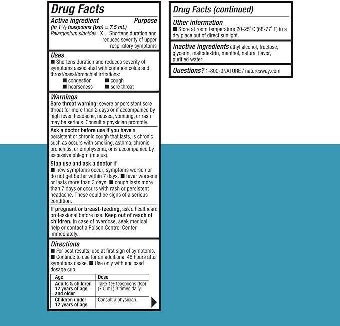 Natures Way , Umcka Coldcare Menthol Syrup