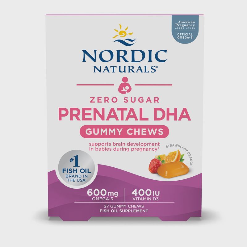 Nordic Naturals , Zero Sugar Prenatal DHA Gummy Chews, Strawberry Orange Flavor - 27 Gummy Chews