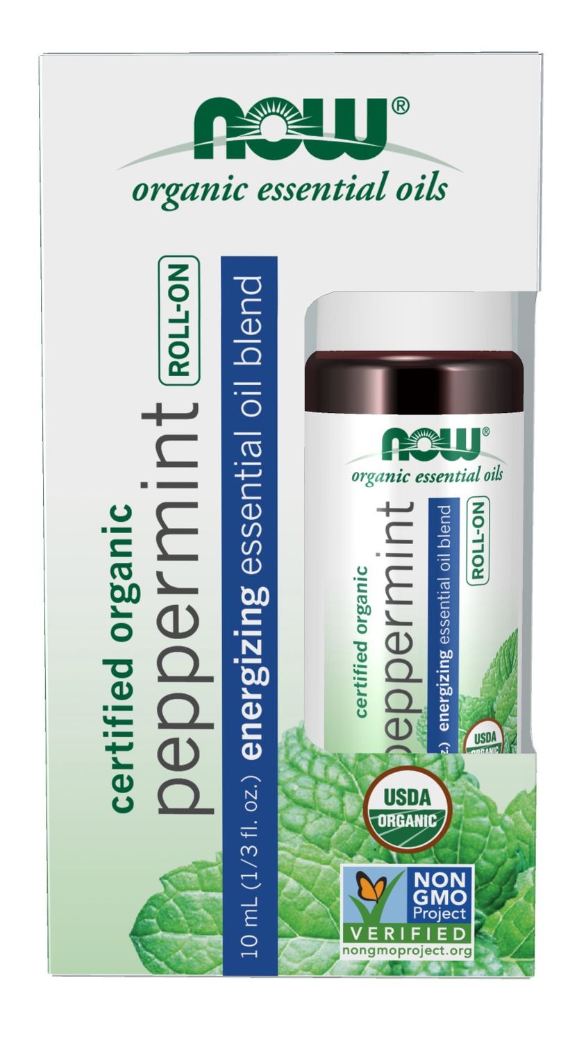 Now Essential Oils , Peppermint Essential Oil Blend, Organic Roll-On - 10 Ml