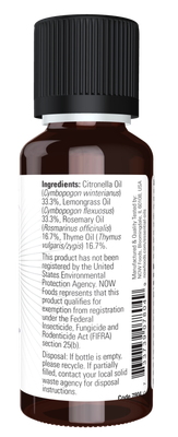 NOW Essential Oils, Bug Ban™ Blend, Bug-Repelling Essential Oil Blend for Inside and Outside Usage, Made with Pure Essential Oils, Vegan, Child Resistant Cap, 1-Ounce