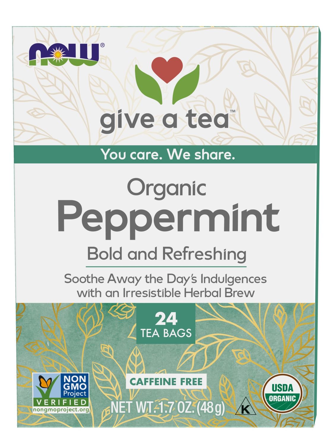 NOW Natural Foods , Peppermint Tea, Organic - Tea Bags