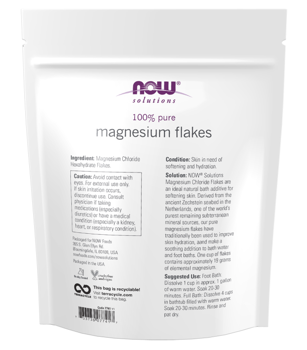 NOW Solutions, Magnesium Flakes, Pure, from the Ancient Seabed, Highly Concentrated, 26.5-Ounce