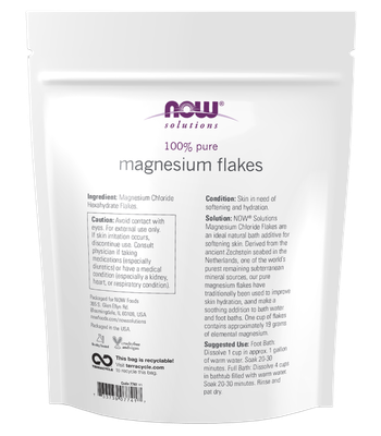 NOW Solutions, Magnesium Flakes, Pure, from the Ancient Seabed, Highly Concentrated, 26.5-Ounce