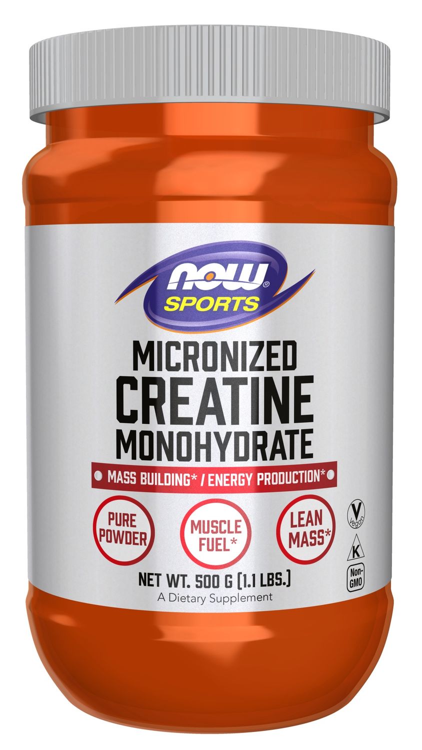 Now Sports , Creatine Monohydrate, Micronized Powder - 1.1 Lbs. (500 G)