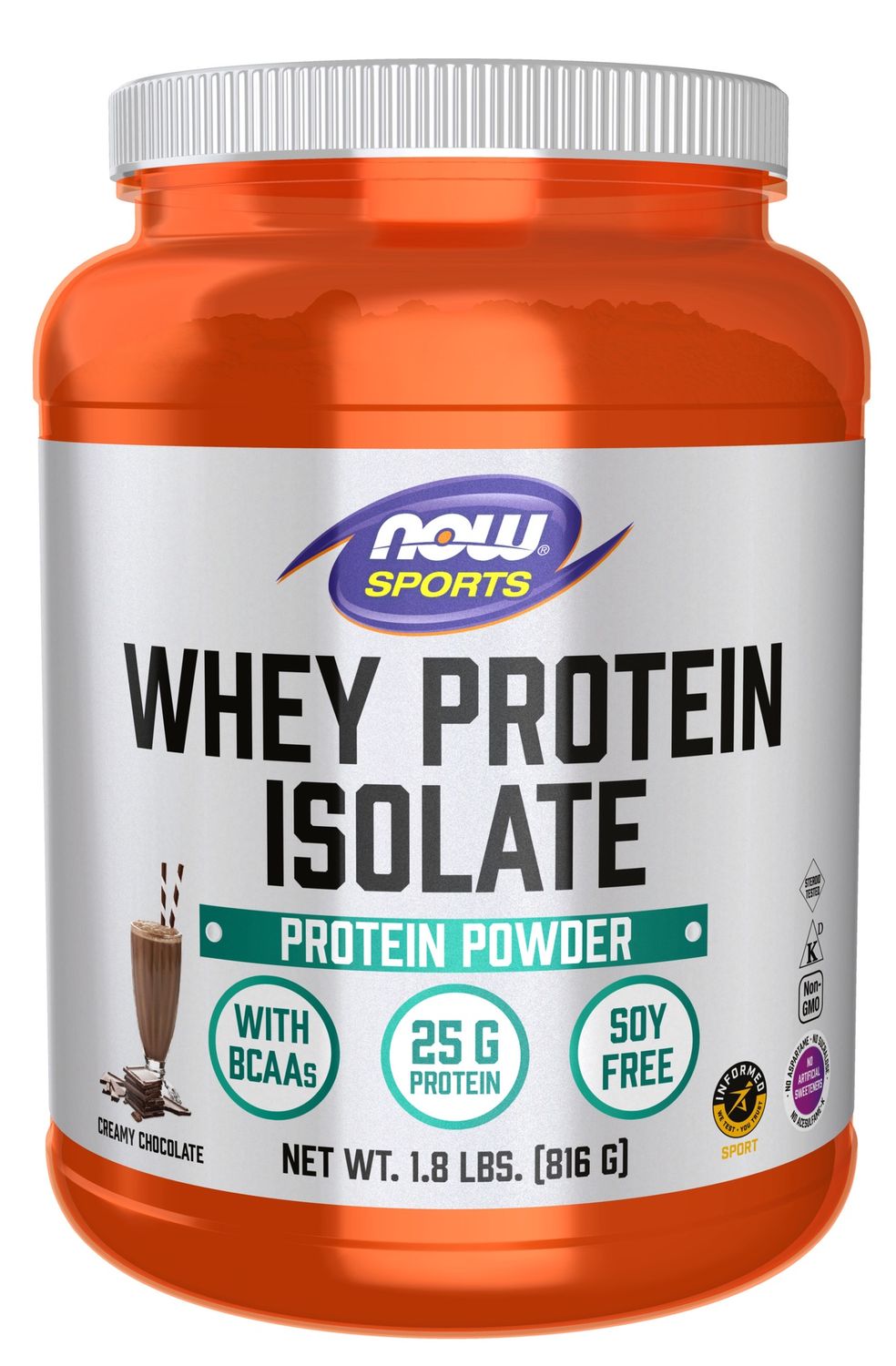 Now Sports , Whey Protein Isolate, Creamy Chocolate Powder - 1.8 Lbs.