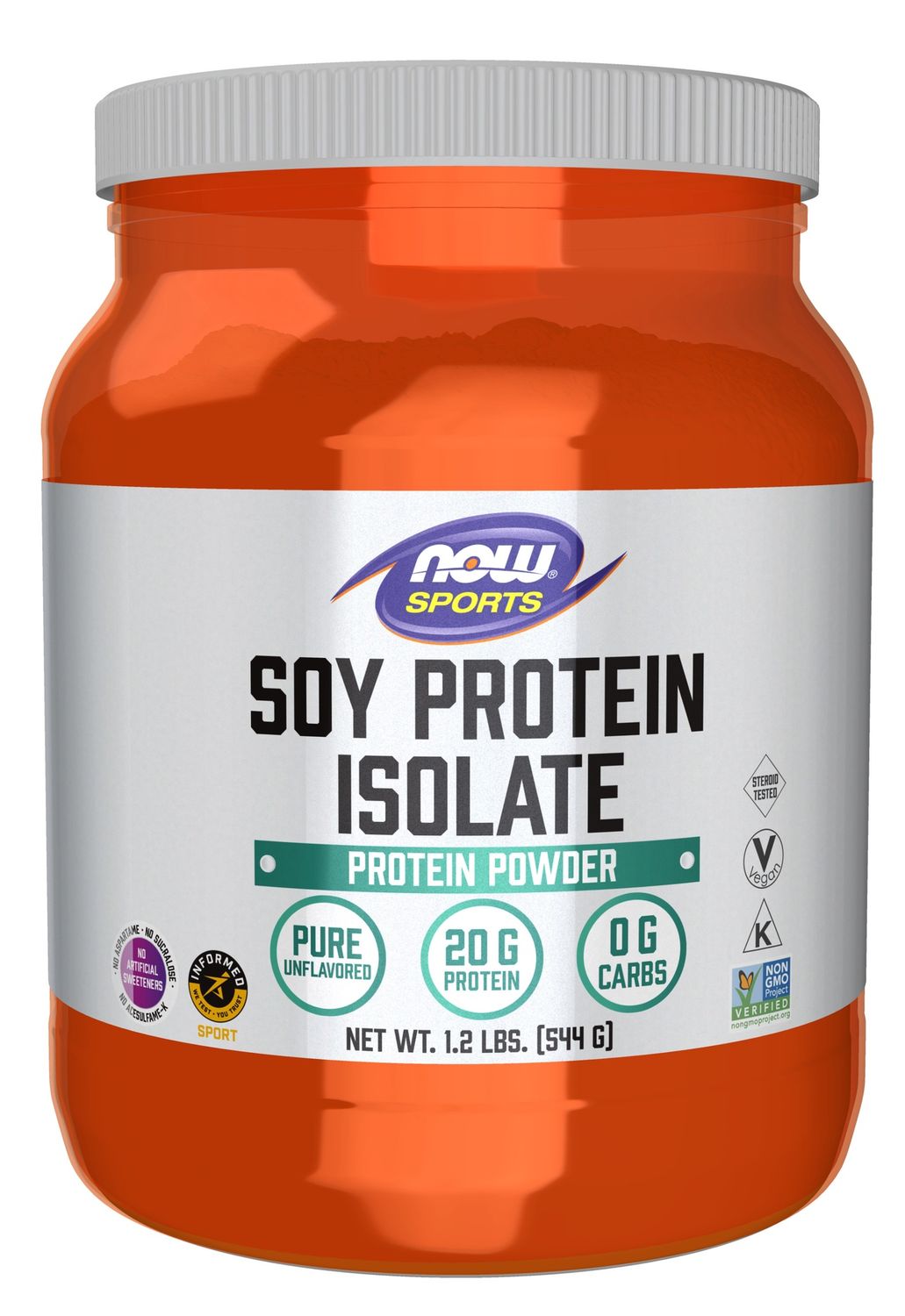 Now Sports , Soy Protein Isolate, Unflavored Powder - 1.2 Lbs.