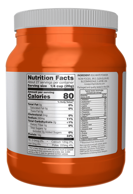 NOW Sports Nutrition, Egg White Protein, 16 g With BCAAs, Unflavored Powder, 1.2-Pound