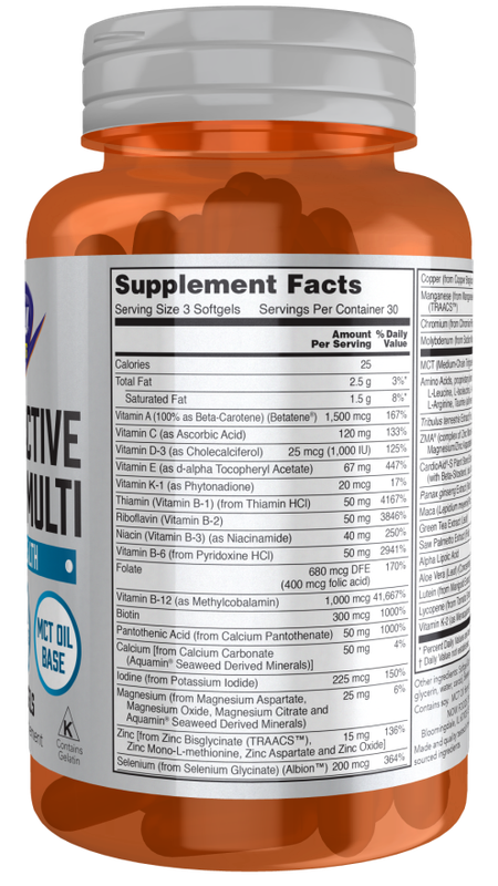NOW Sports Nutrition, Men's Extreme Sports Multi with Free-Form Amino Acids, ZMA®, Tribulus, MCT Oil, and Herbal Extracts, 90 Softgels