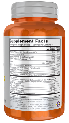 NOW Sports, Sustained Energy Energy Production* Mental Alertness* Sustained Release Caffeine With B Vitamins 90 Veg Capsules