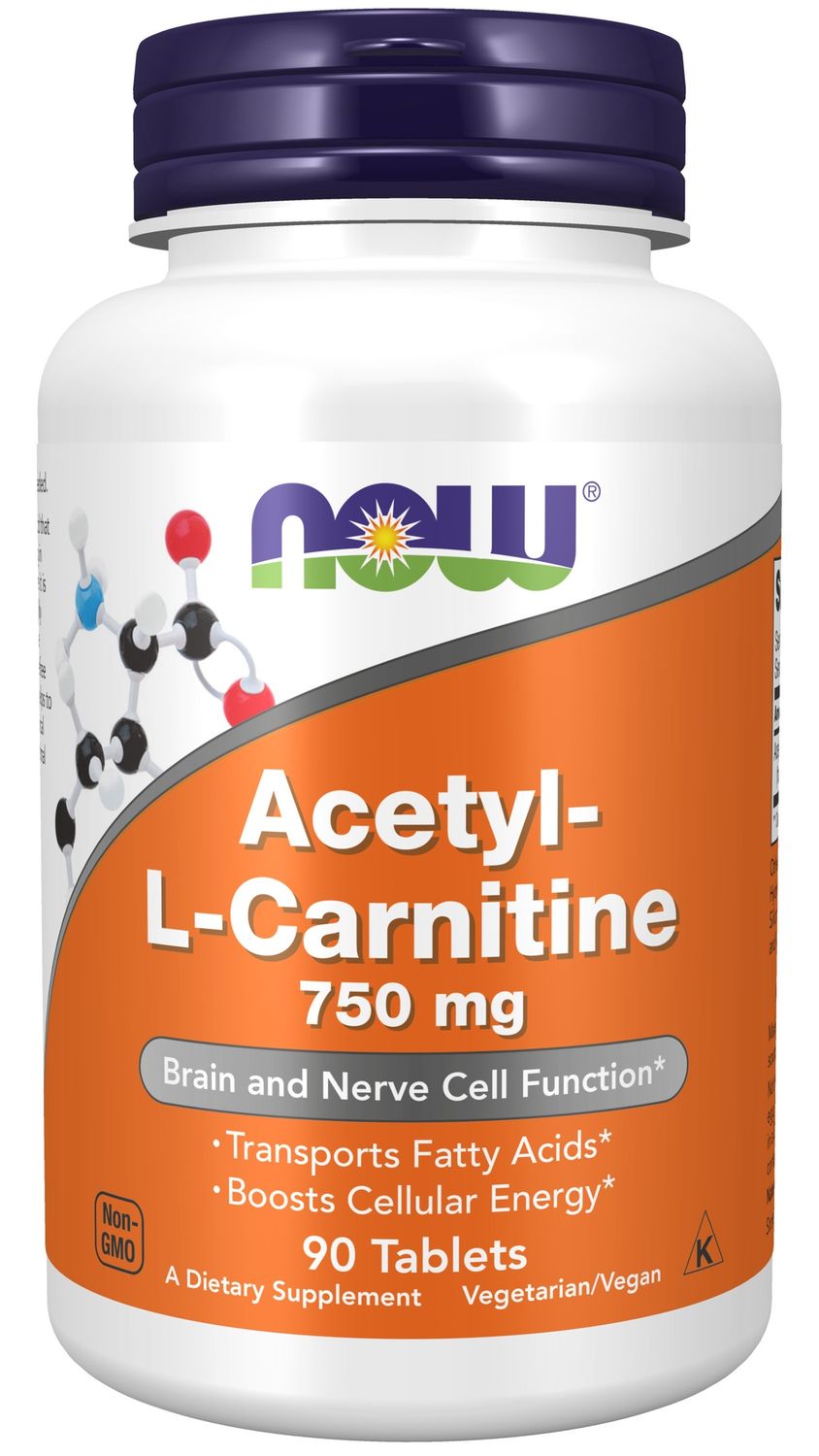 Now Supplements , Acetyl-L-Carnitine 750 Mg - 90 Tablets