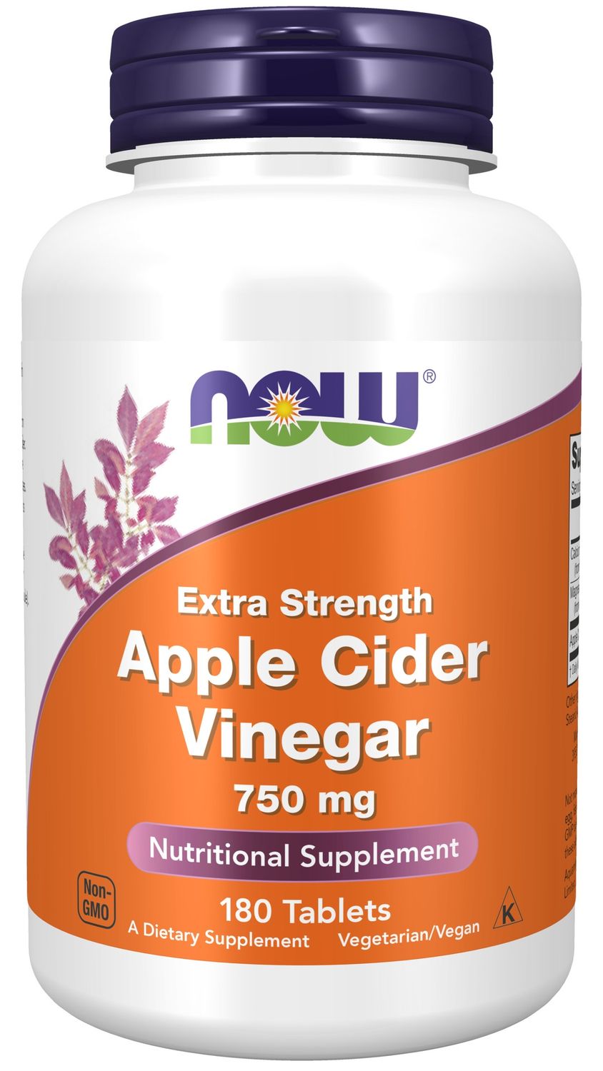 Now Supplements , Apple Cider Vinegar, Extra Strength 750 Mg - Tablets