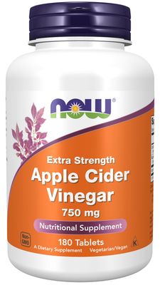 Now Supplements , Apple Cider Vinegar, Extra Strength 750 Mg - Tablets