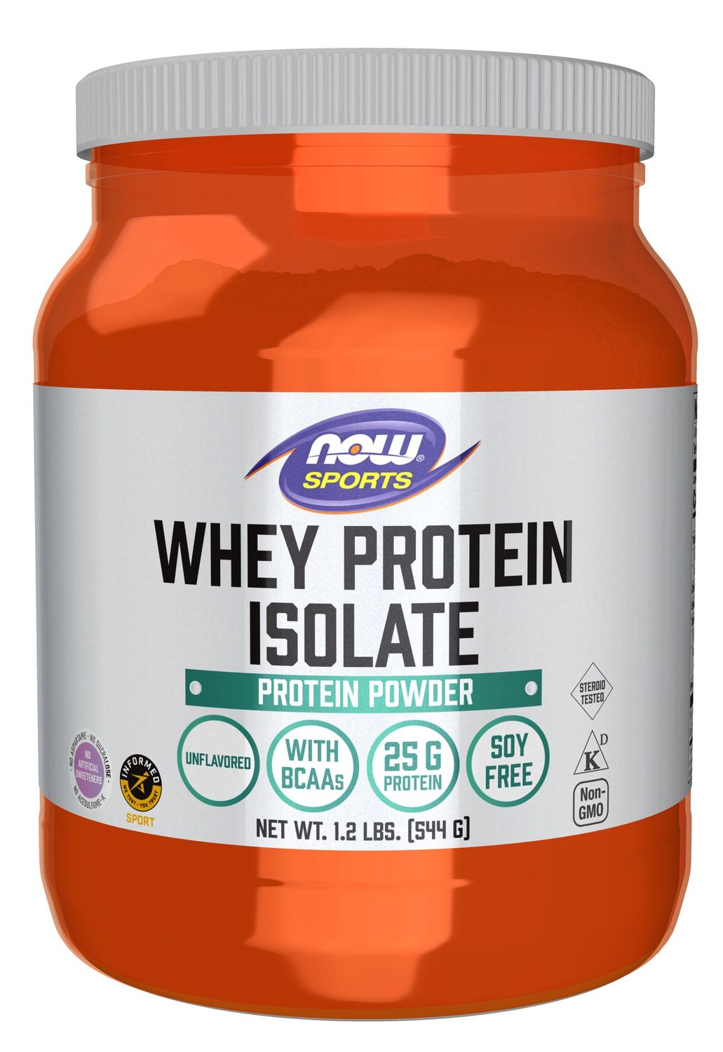 Now Sports , Whey Protein Isolate, Unflavored Powder - 1.2 Lb.