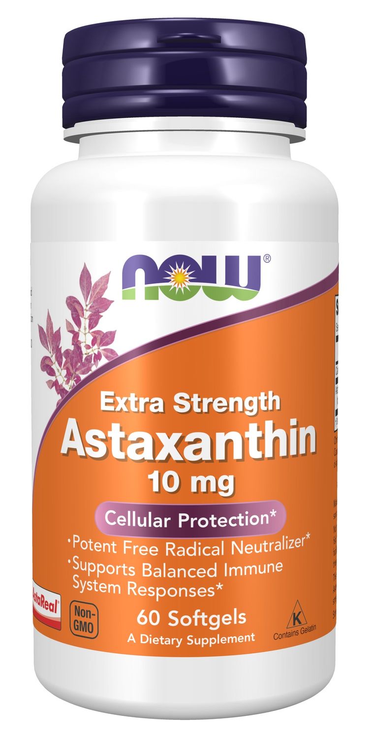 NOW Supplements , Astaxanthin, Extra Strength 10 mg - 60 Softgels