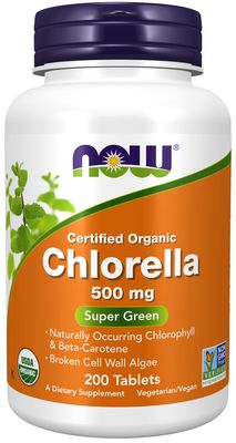 Now Supplements , Chlorella 500 Mg, Organic - 200 Tablets