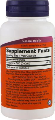 Now Supplements , Coq10 200 Mg - 60 Veg Caps