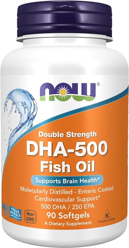 Now Supplements , Dha-500 Fish Oil, Double Strength - Softgels