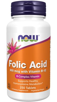 Now Supplements , Folic Acid 800 Mcg With Vitamin B-12 - Tablets