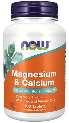 Now Supplements , Magnesium & Calcium - 100 Tablets Now Supplements , Magnesium & Calcium - 100 Tablets