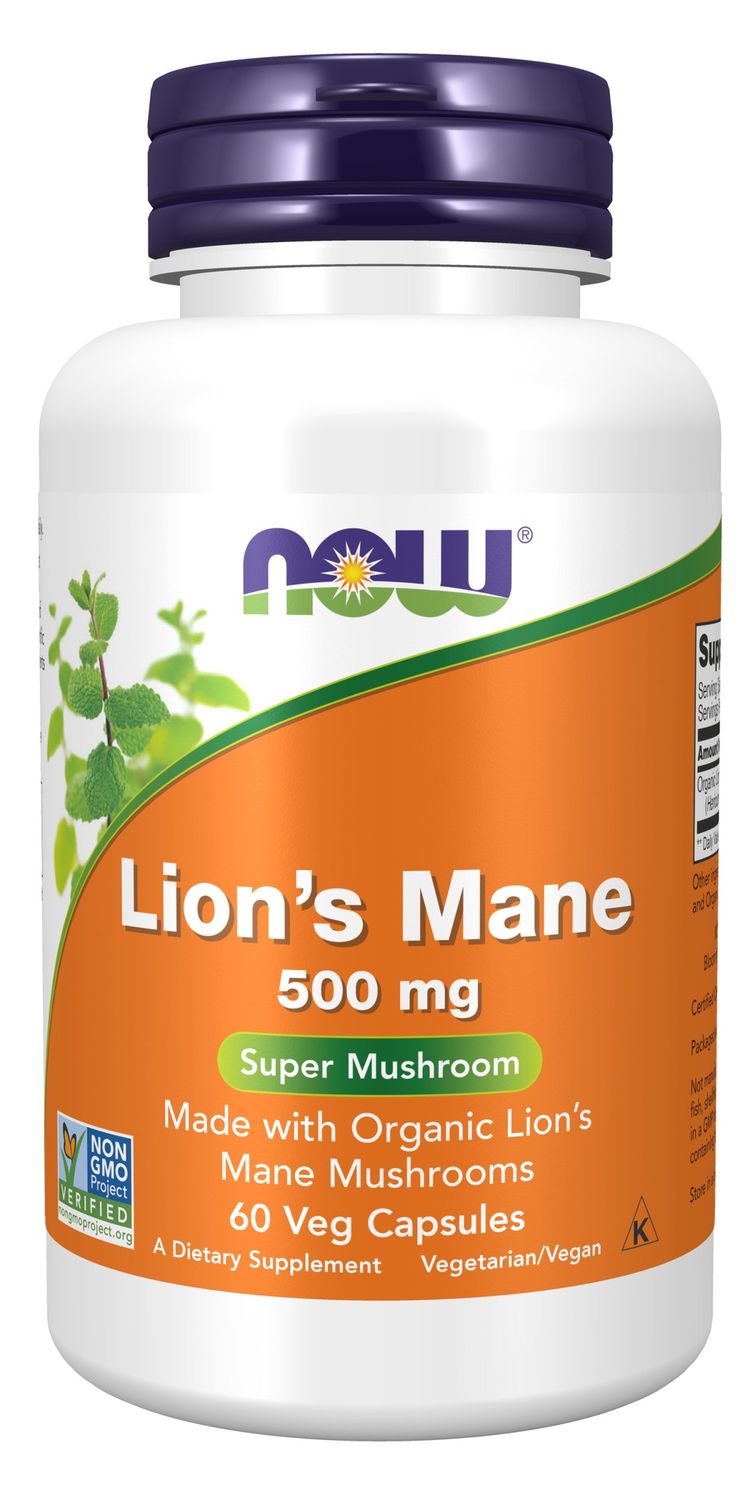 Now Supplements , Lion's Mane 500 Mg - 60 Veg Capsules