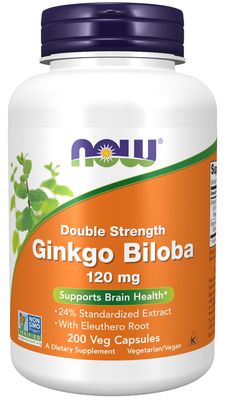 Now Supplements , Ginkgo Biloba, Double Strength 120 Mg - Veg Capsules