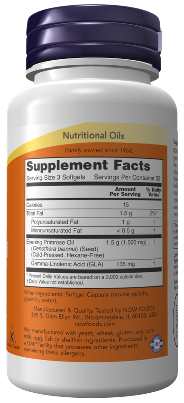 Now Supplements , Evening Primrose Oil 500 Mg -100 Softgels / 33