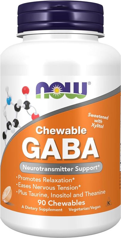 Now Supplements , Gaba Orange Flavor Chewable - 90 Chewables