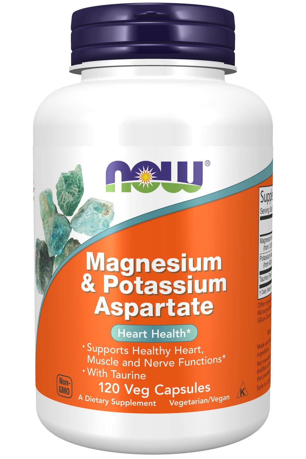 Now Supplements , Magnesium & Potassium Aspartate - 120 Veg Capsules