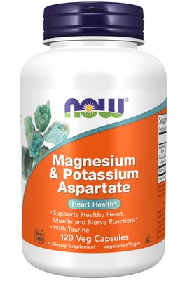 Now Supplements , Magnesium & Potassium Aspartate - 120 Veg Capsules
