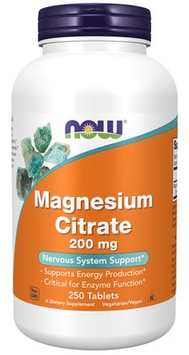 Now Supplements , Magnesium Citrate 200 Mg - 250 Tablets