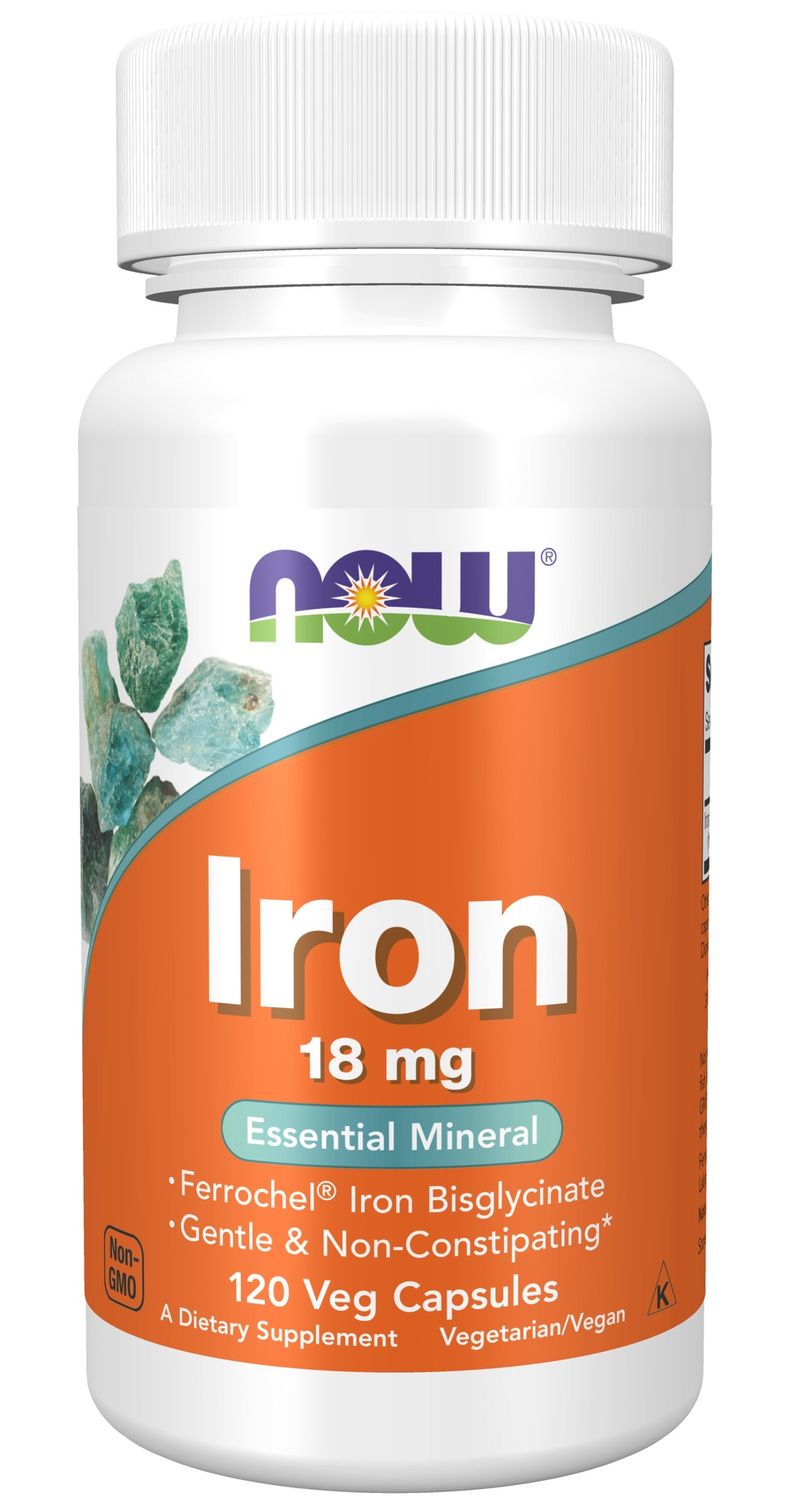 NOW Supplements , Iron 18 mg - Veg Capsules