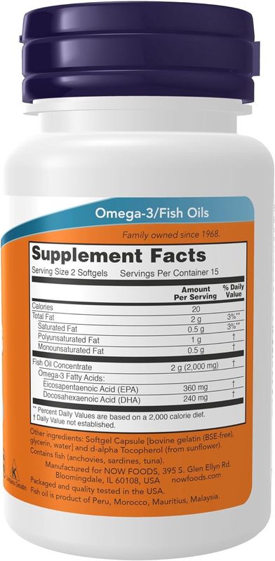 Now Supplements , Omega-3, Molecularly Distilled - 30 Softgels