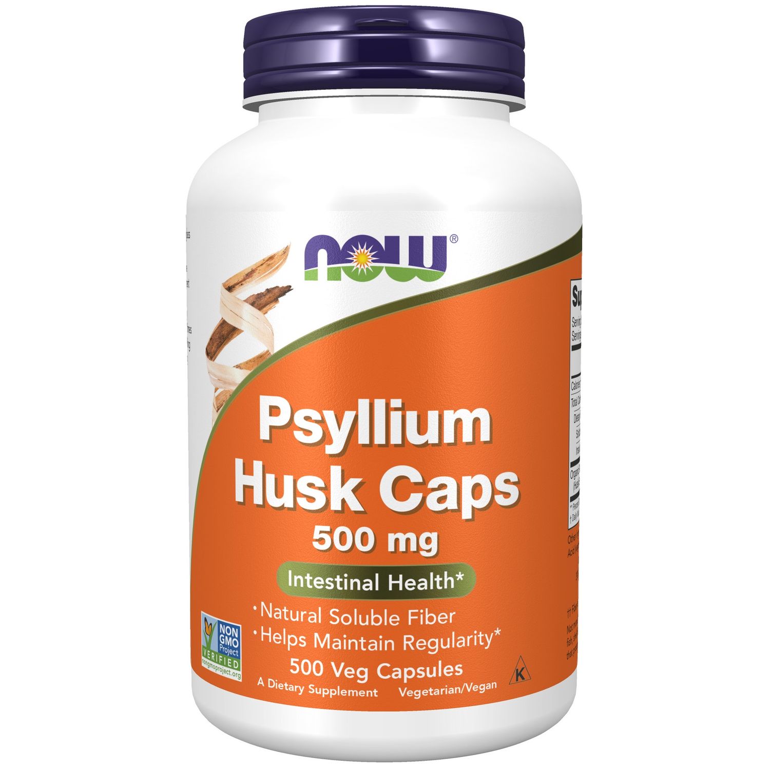 Now Supplements , Psyllium Husk 500 Mg - 500 Veg Capsules