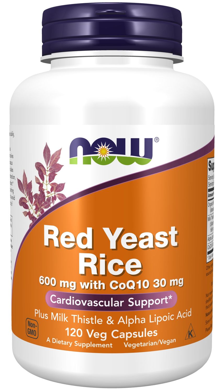 Now Supplements , Red Yeast Rice 600Mg With Coq10 30 Mg - 120 Veg Capsules