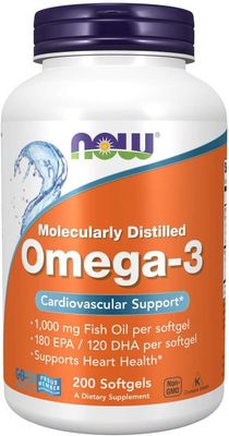 Now Supplements , Omega-3, Molecularly Distilled - 200 Softgels Now Supplements , Omega-3, Molecularly Distilled - 200 Softgels