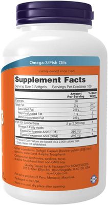 Now Supplements , Omega-3, Molecularly Distilled - 200 Softgels