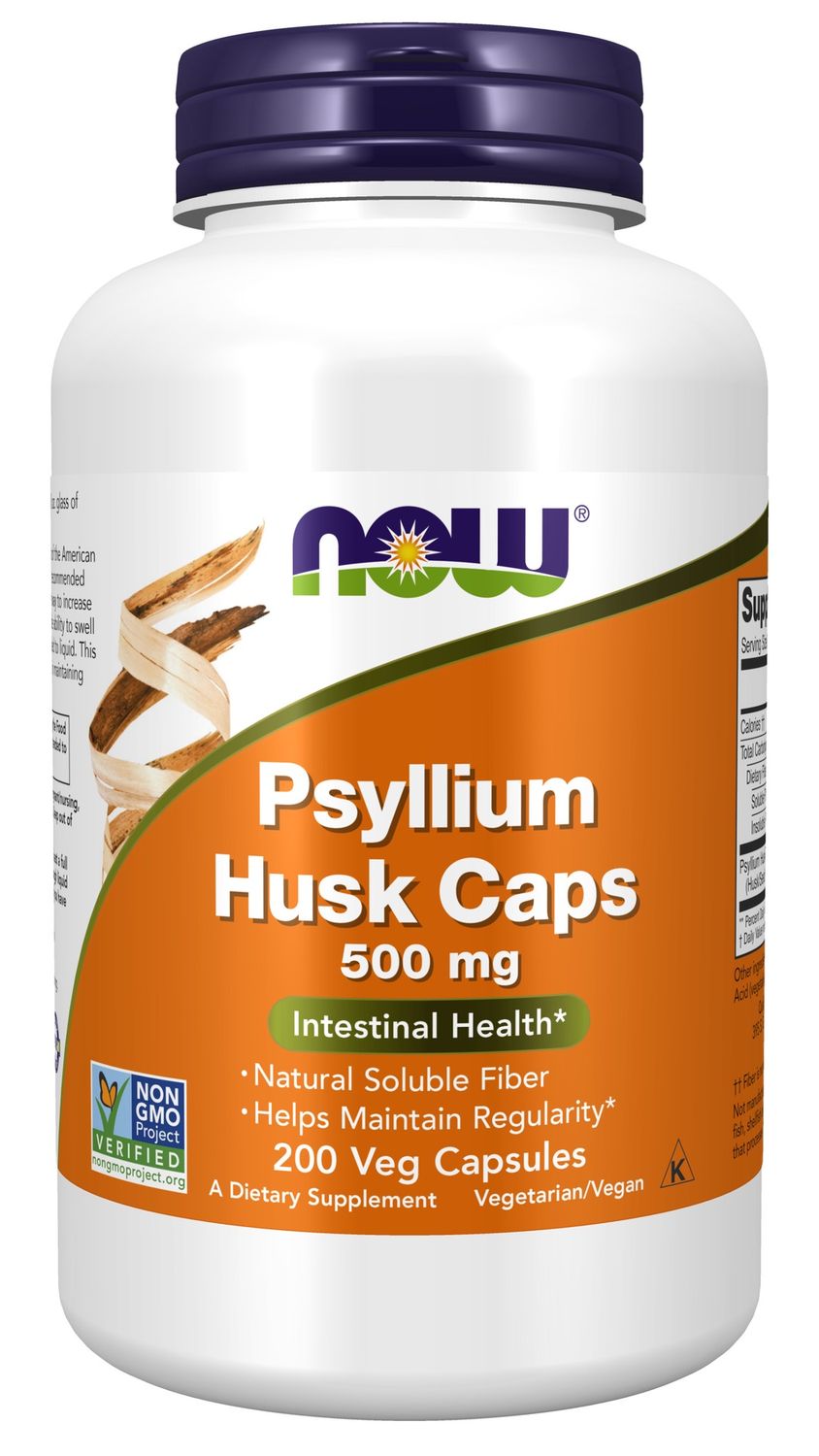 Now Supplements , Psyllium Husk 500 Mg - 200 Veg Capsules