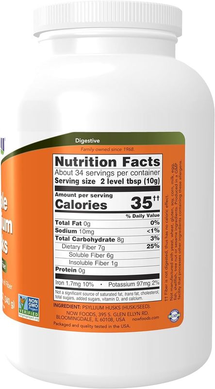 Now, Psyllium Husk Whole 12 Oz