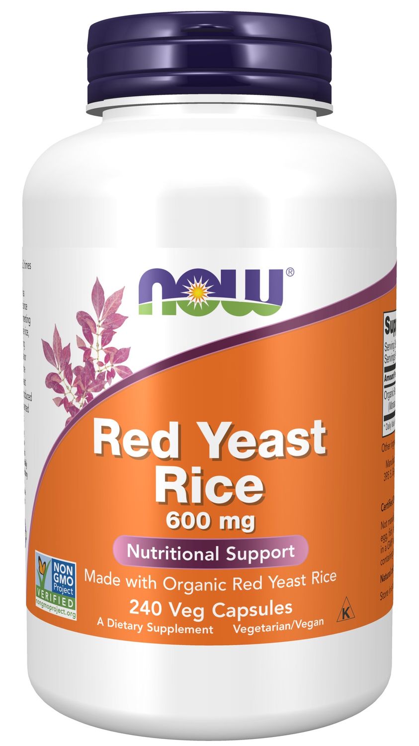 Now Supplements , Red Yeast Rice 600 Mg - 240 Veg Capsules