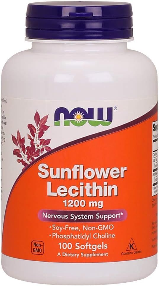 Now Supplements , Sunflower Lecithin 1200 Mg Soy-Free, Non-Gmo - 100 Softgels