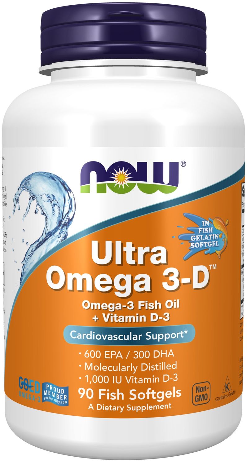 Now Supplements , Ultra Omega 3-D Fish Oil (Fish Gelatin) - Fish Softgels