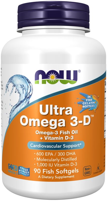 Now Supplements , Ultra Omega 3-D Fish Oil (Fish Gelatin) - Fish Softgels