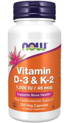 Now Supplements , Vitamin D-3 & K-2 - Veg Capsules Now Supplements , Vitamin D-3 & K-2 - Veg Capsules